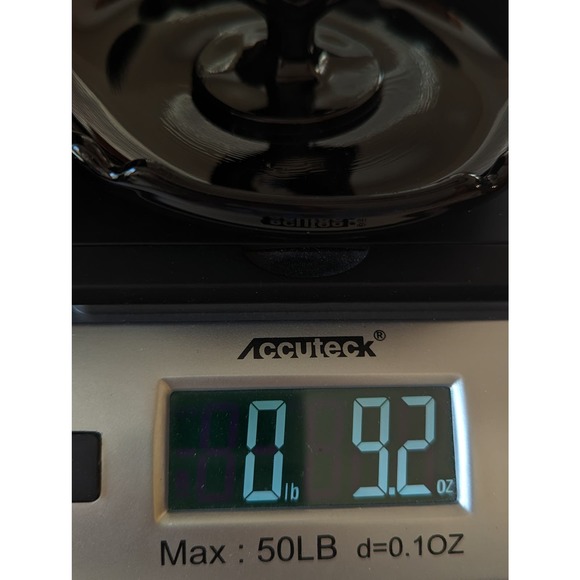 LE Smith Black Glass Tidbit Tray Vintage Ebony Nut Dish with Handle Hexagon - Picture 7 of 7